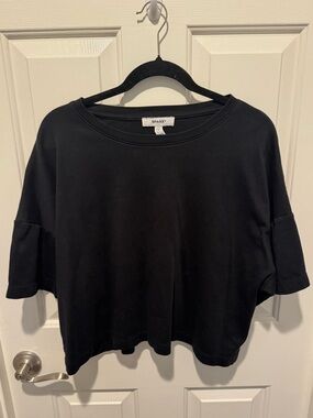 Spanx Black Relaxed Crop Cotton Tee Boxy Top Size 1X